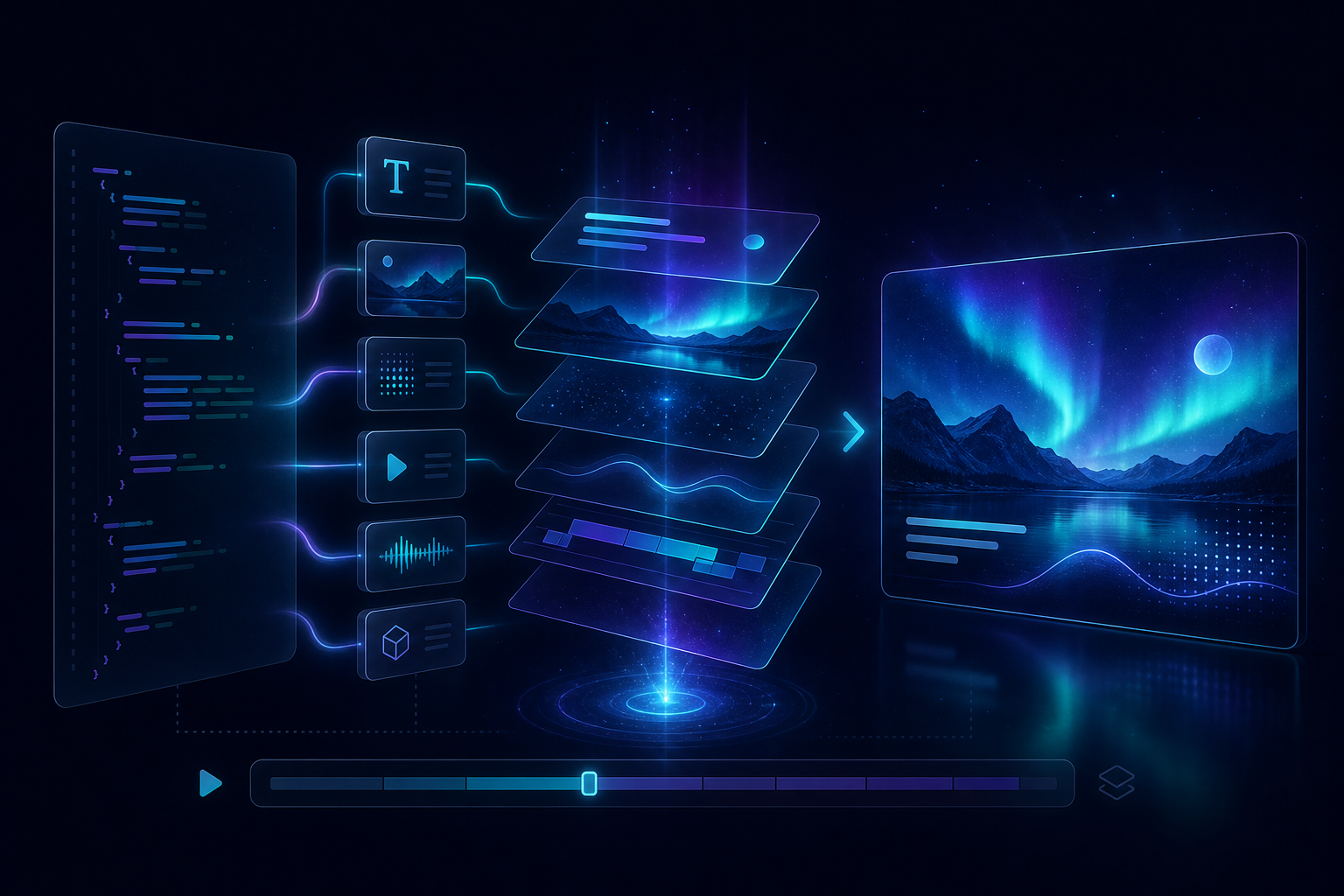 Layered video template assembly from reusable JSON