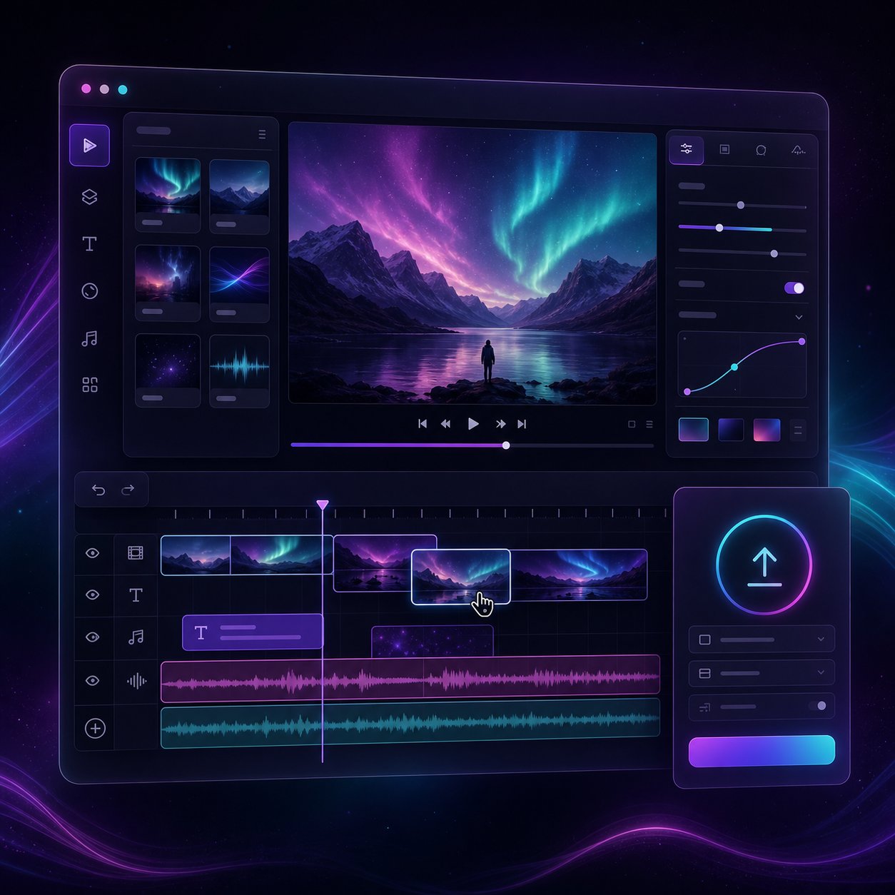Multi-track React video editor with timeline and export controls