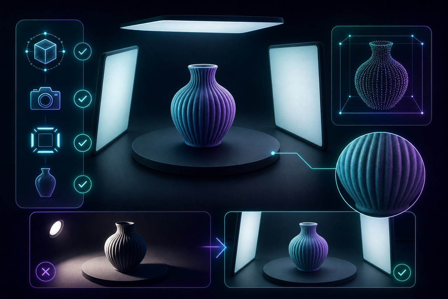 Soft lighting comparison for photogrammetry capture quality