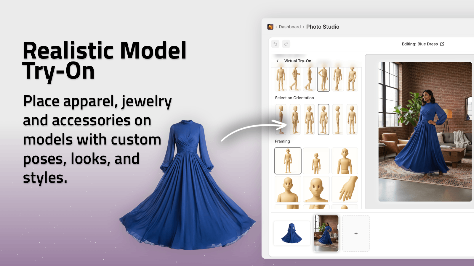 Realistic model try-on preview from the Shopify app listing