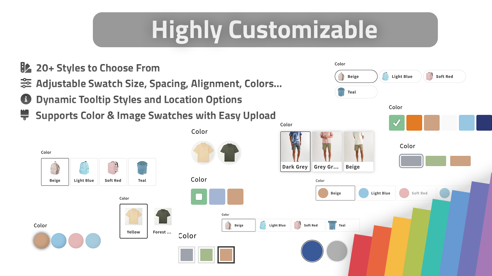 Swatch styles and customization options