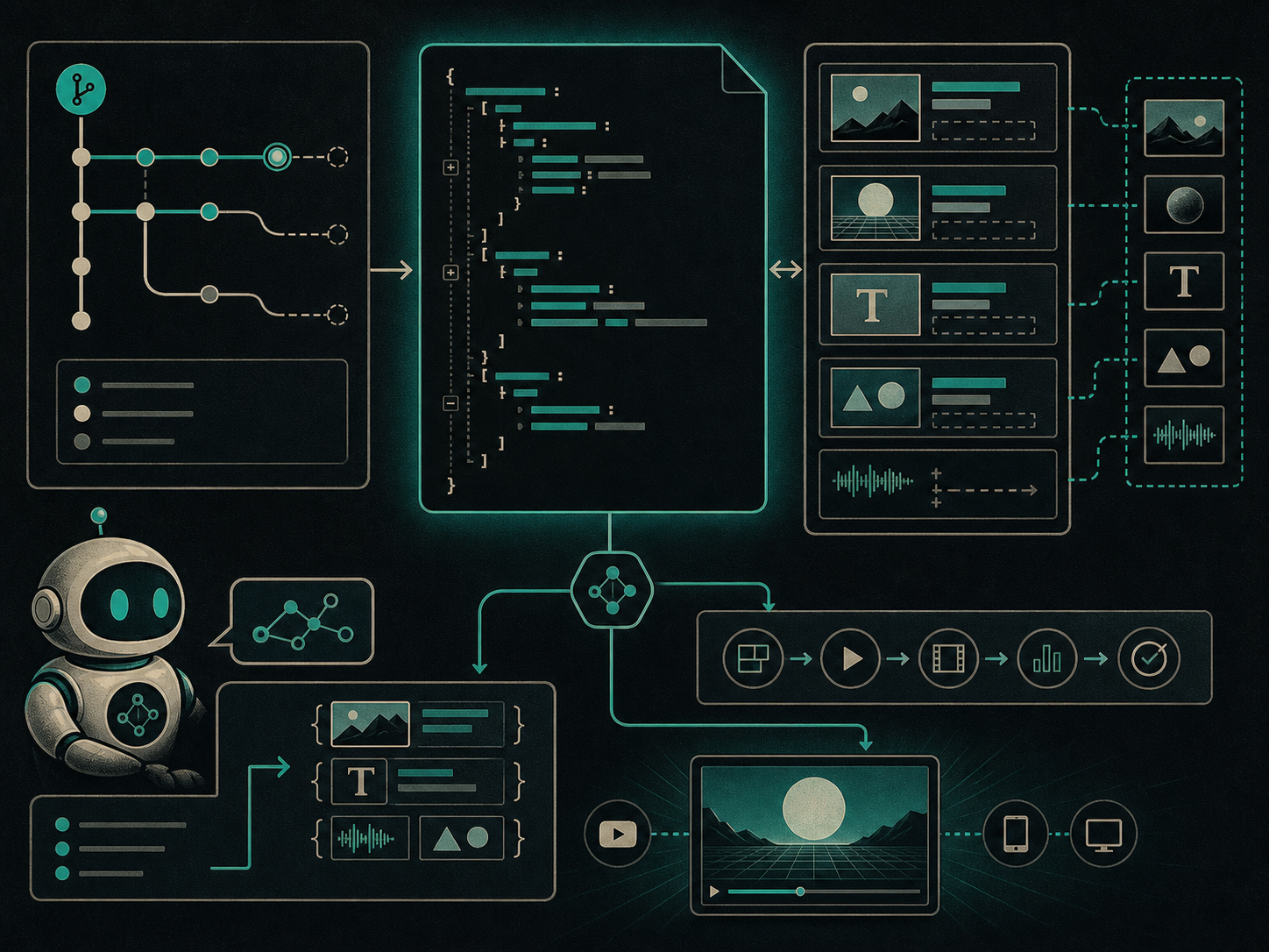 VideoFlow diffable JSON workflow illustration
