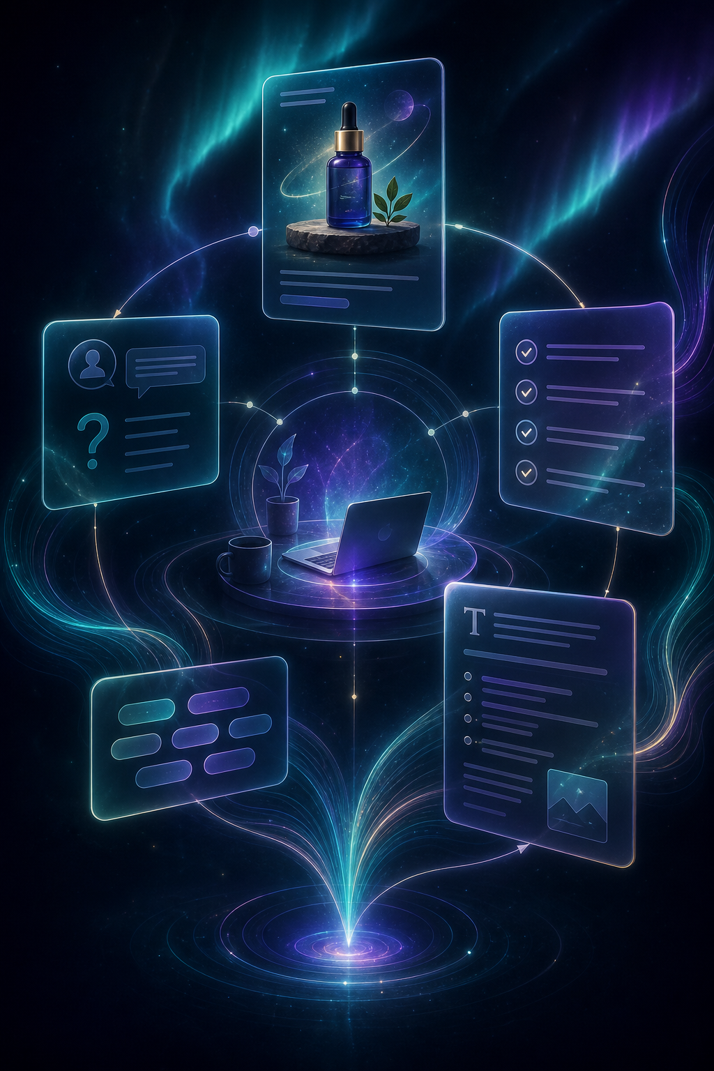 Product brief workflow illustration for Shopify blogging