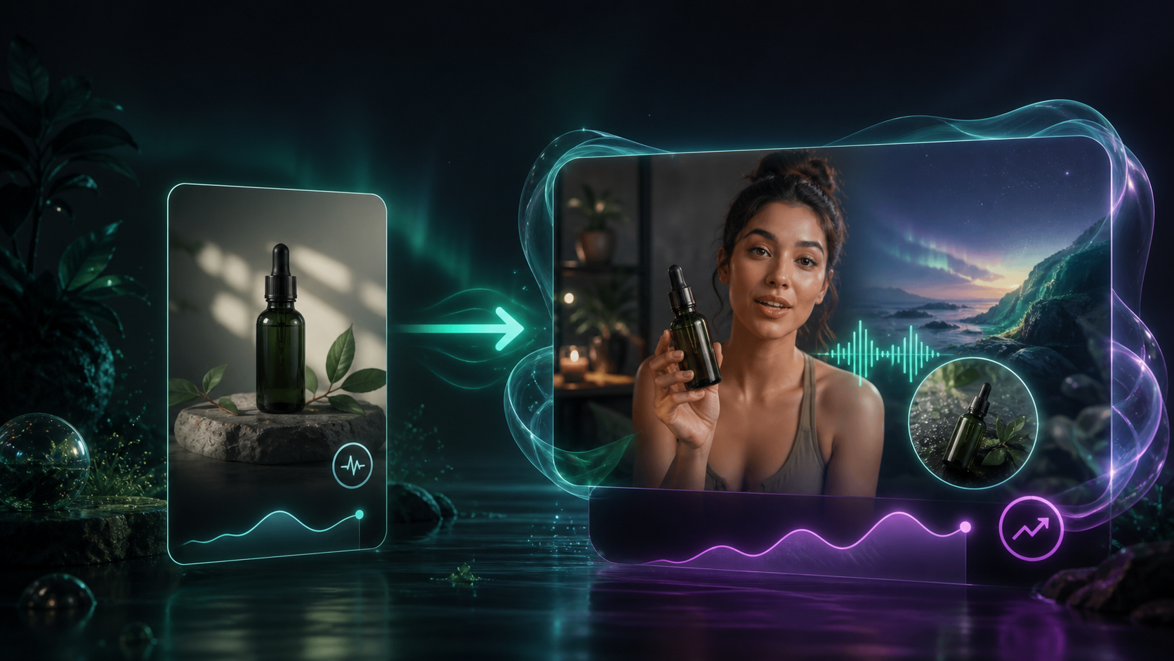 Static product image transformed into a UGC-style product video concept