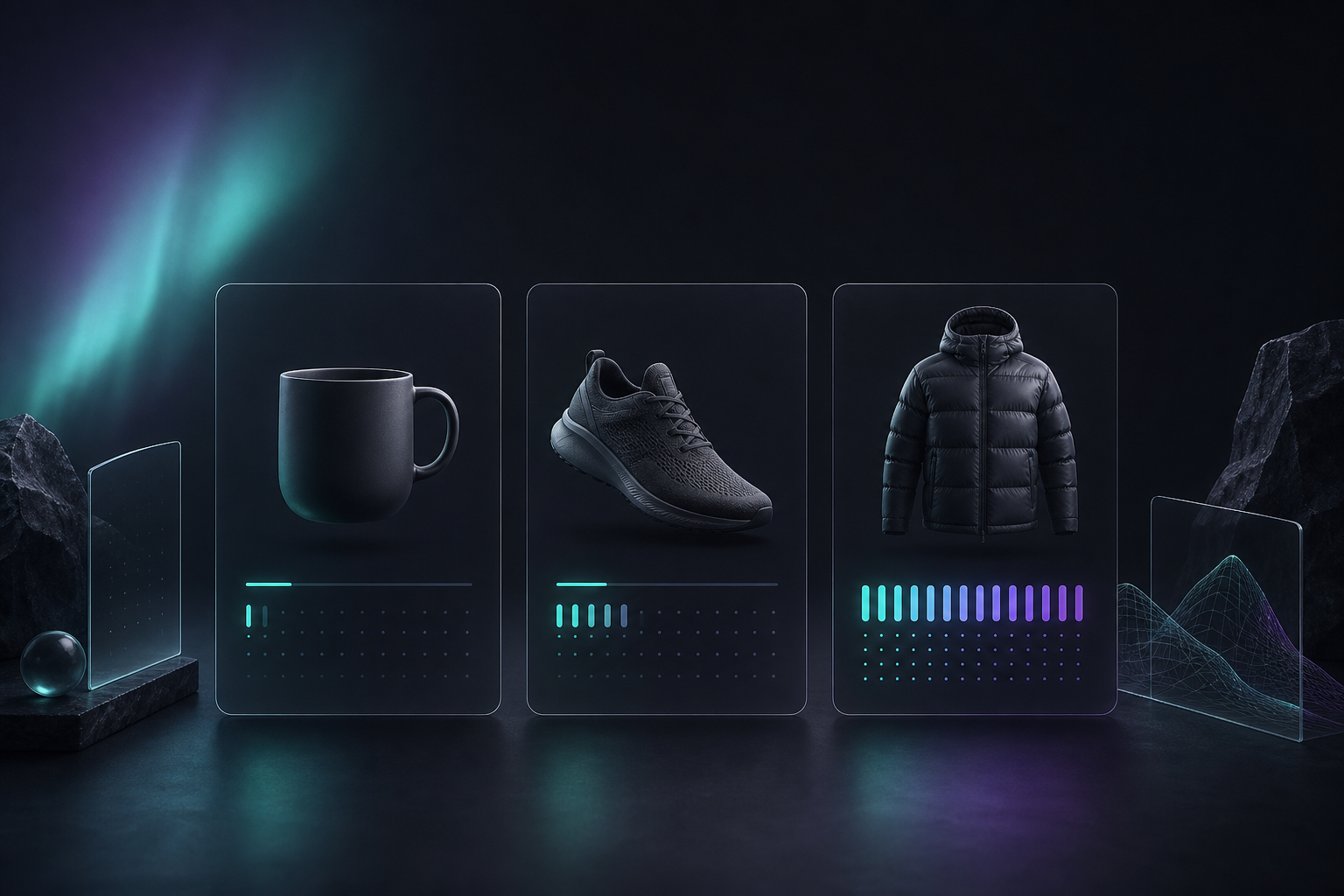 Three Shopify products shown as a 3D capture priority matrix