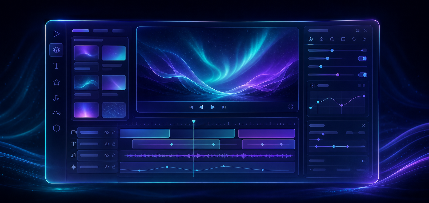 React video editor dashboard with timeline, inspector, and live preview