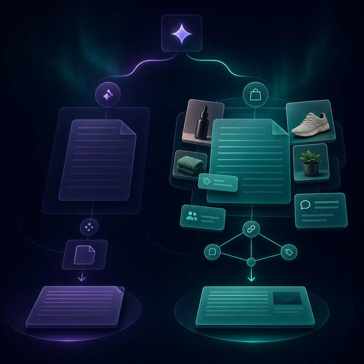 Product-aware versus generic blog draft workflow illustration