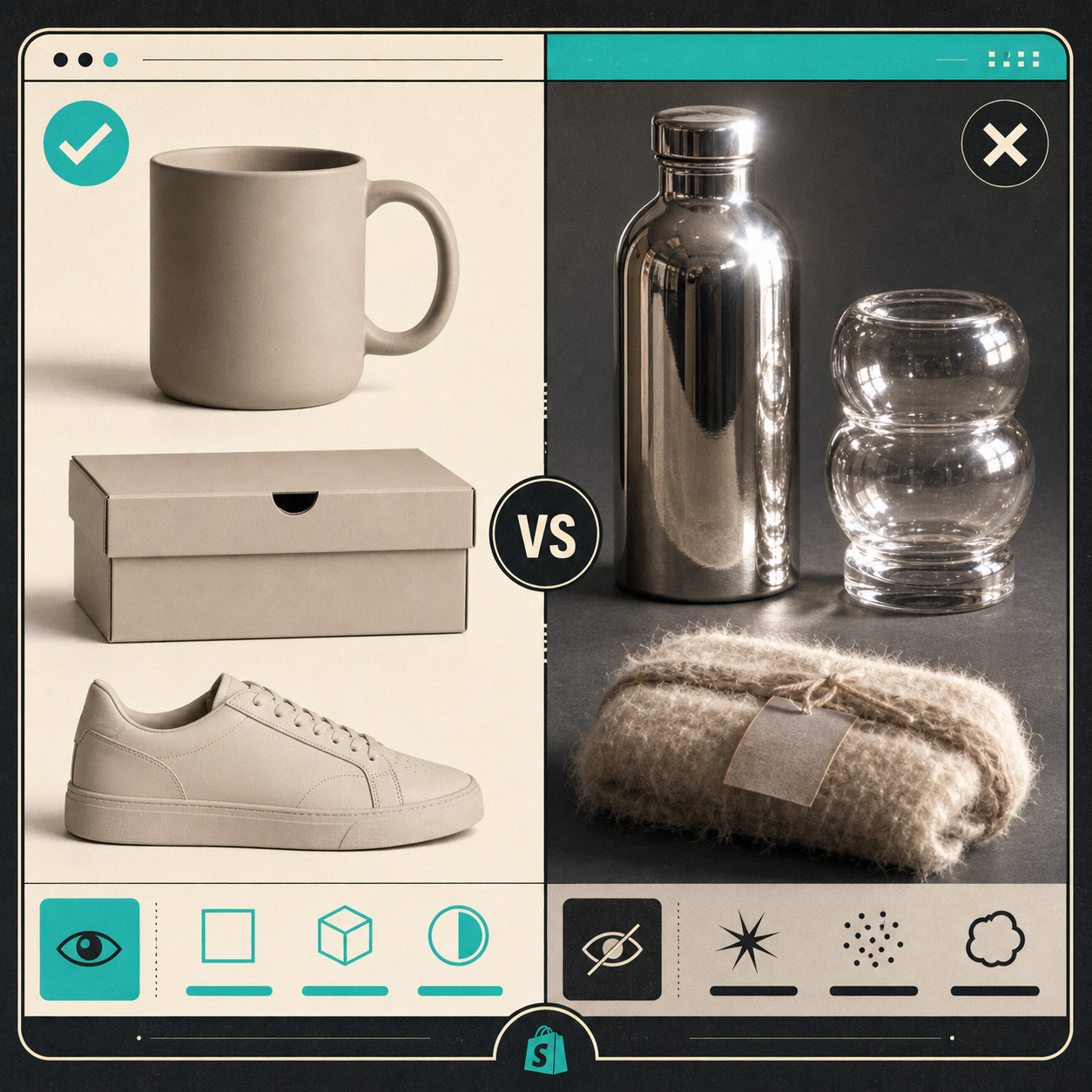 Comparison of scan-friendly and scan-unfriendly Shopify products