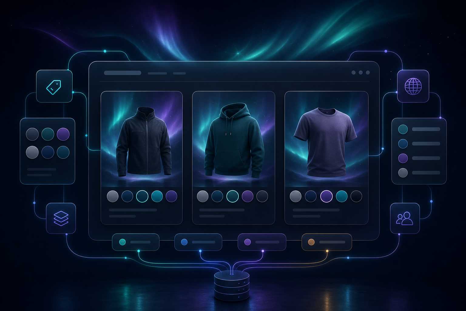 Shopify collection grid with swatches and multilingual labels