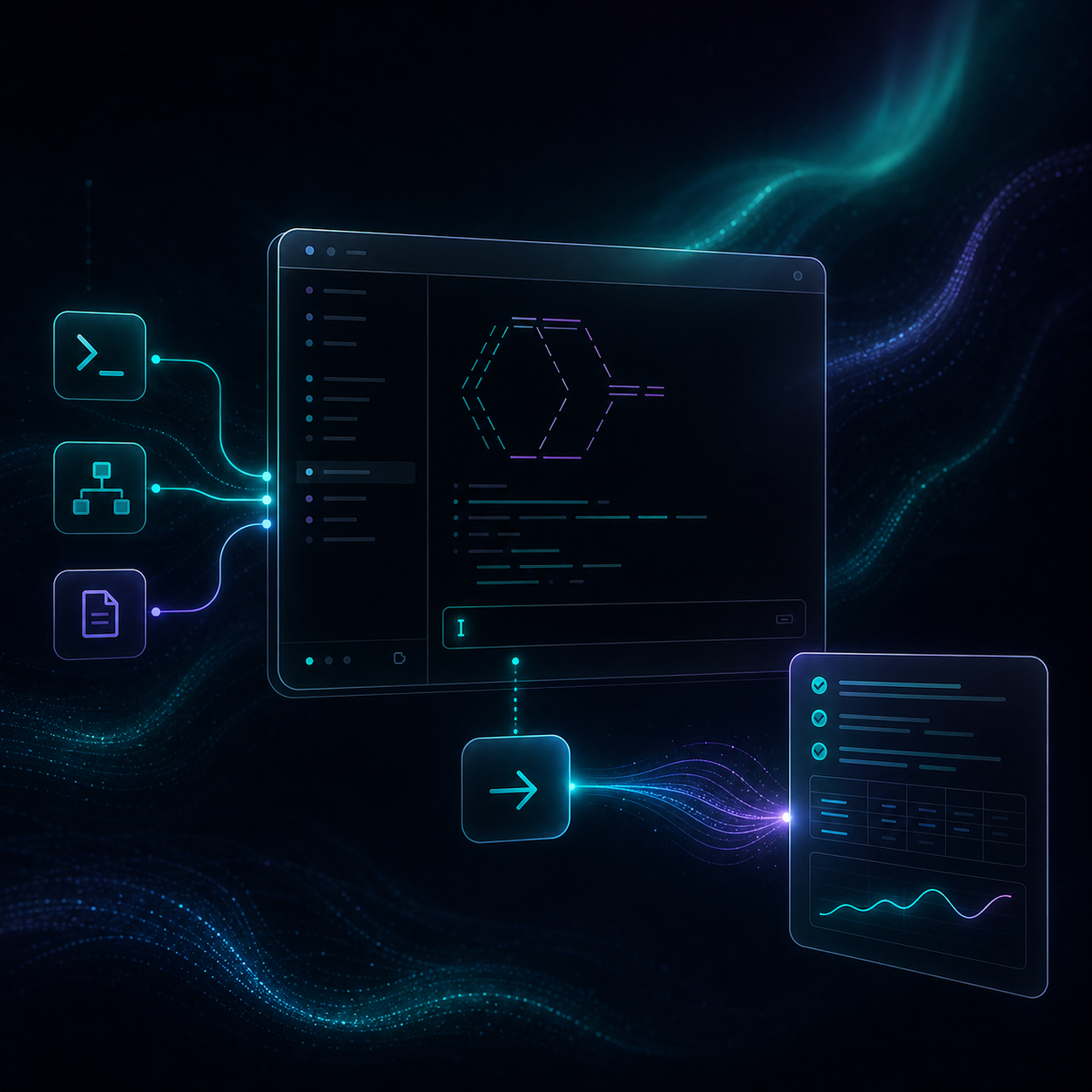 Scripted terminal input flowing into a structured Claude Code result