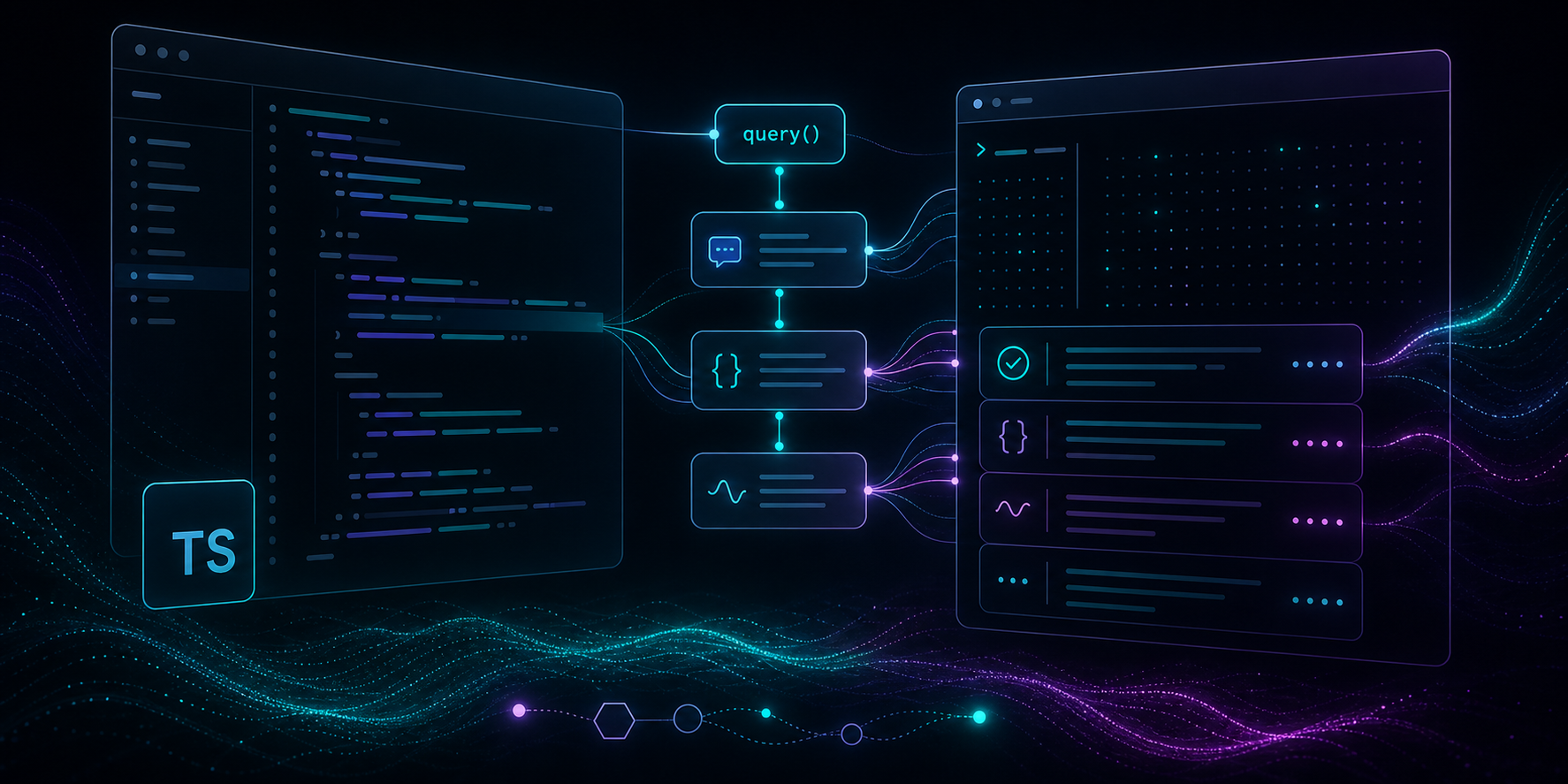 TypeScript query flow for dash-p and Claude Code