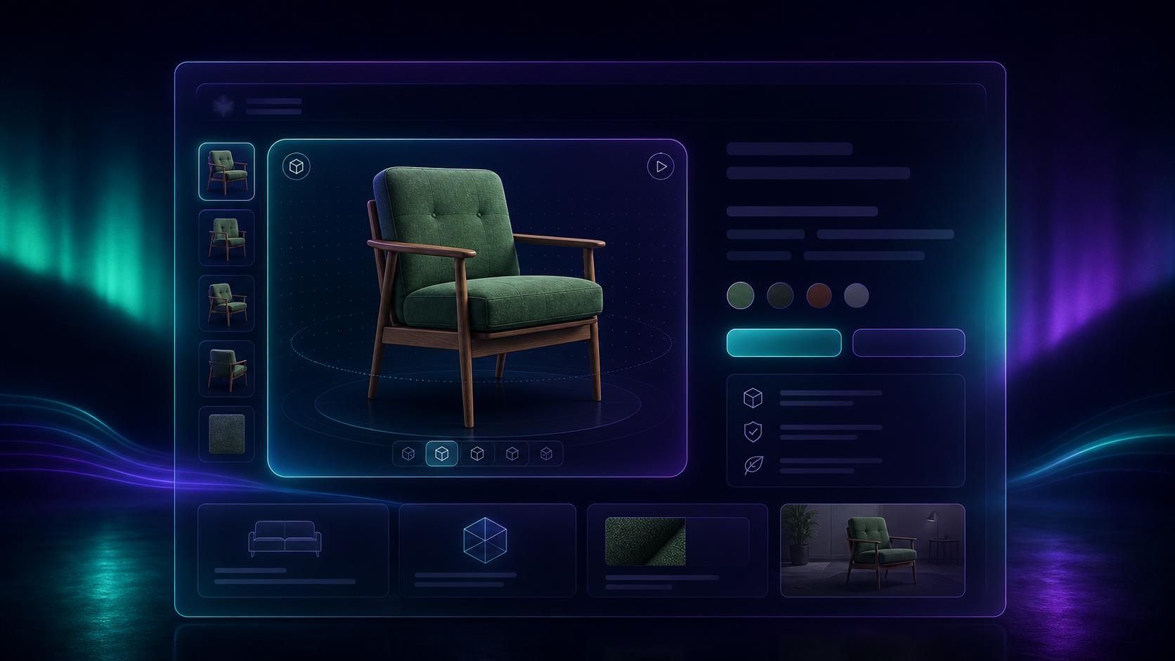 Dark Aurora Shopify product page with a native 3D viewer