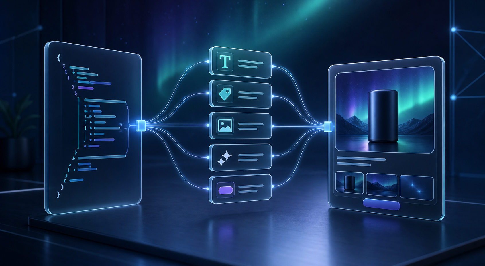 Structured product data contract flowing into a reusable VideoFlow template