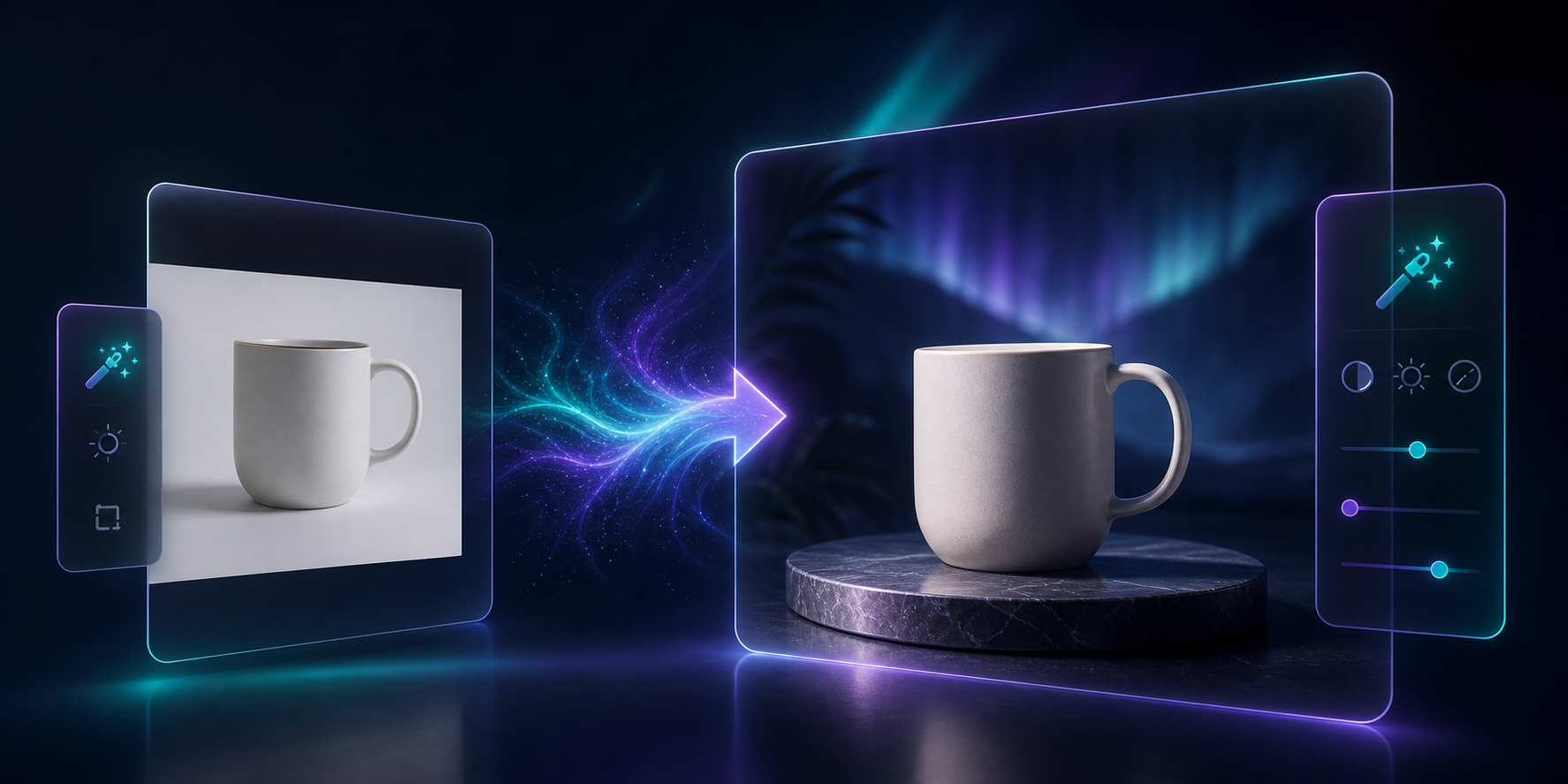 Before and after product photo enhancement with cleaner lighting and background