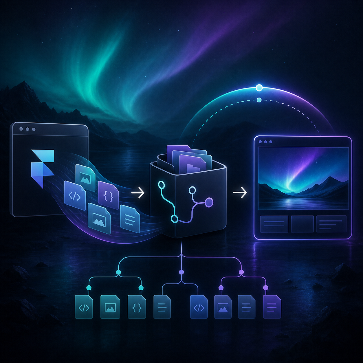 Framer files flowing into a git repository and Pages deployment