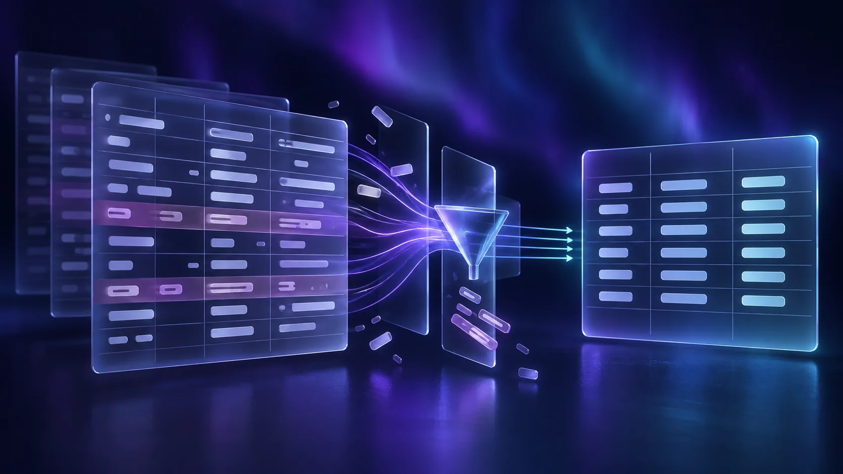 Abstract data rows becoming clean and aligned