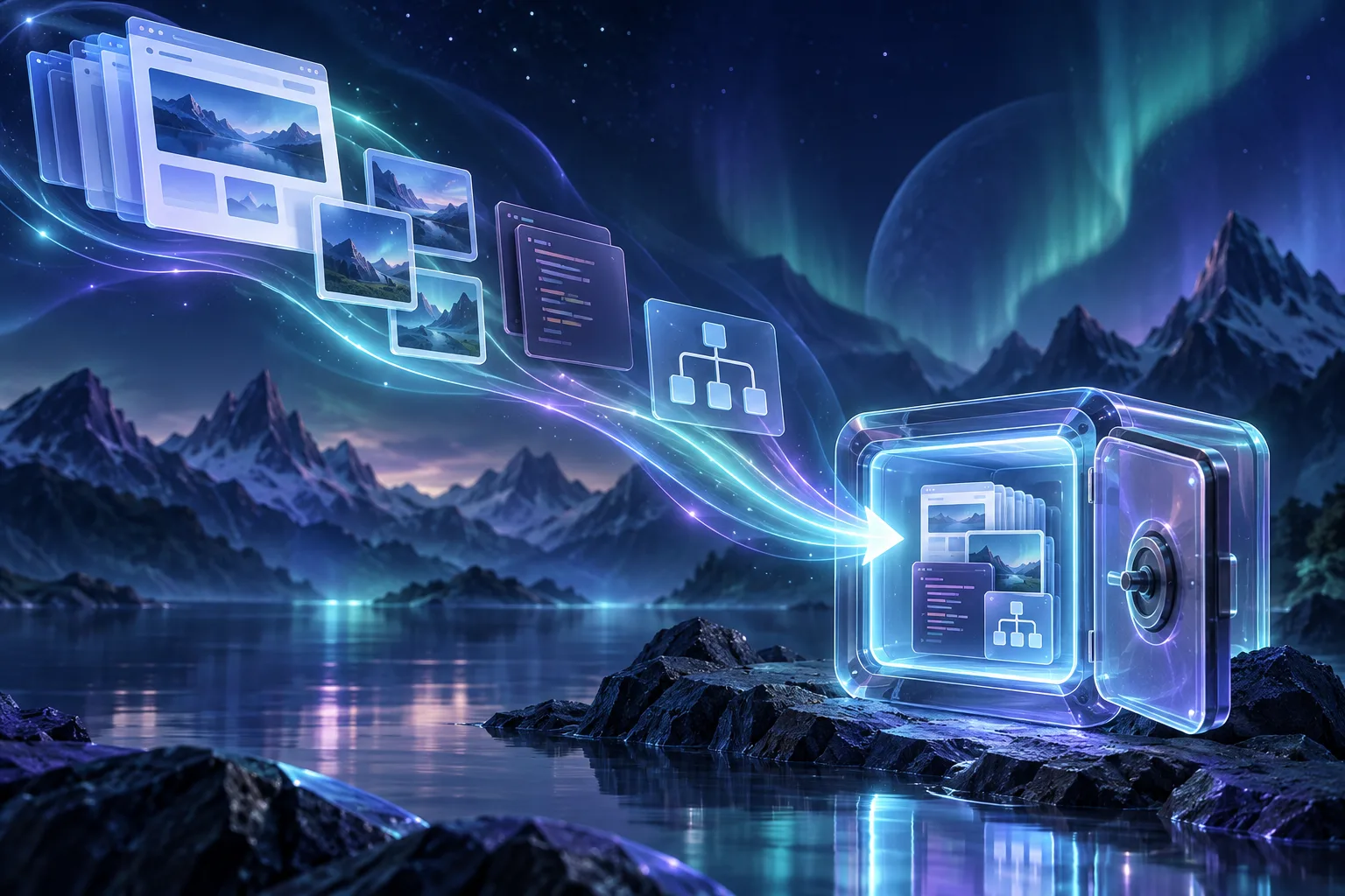 Aurora static website files flowing into a versioned deployment