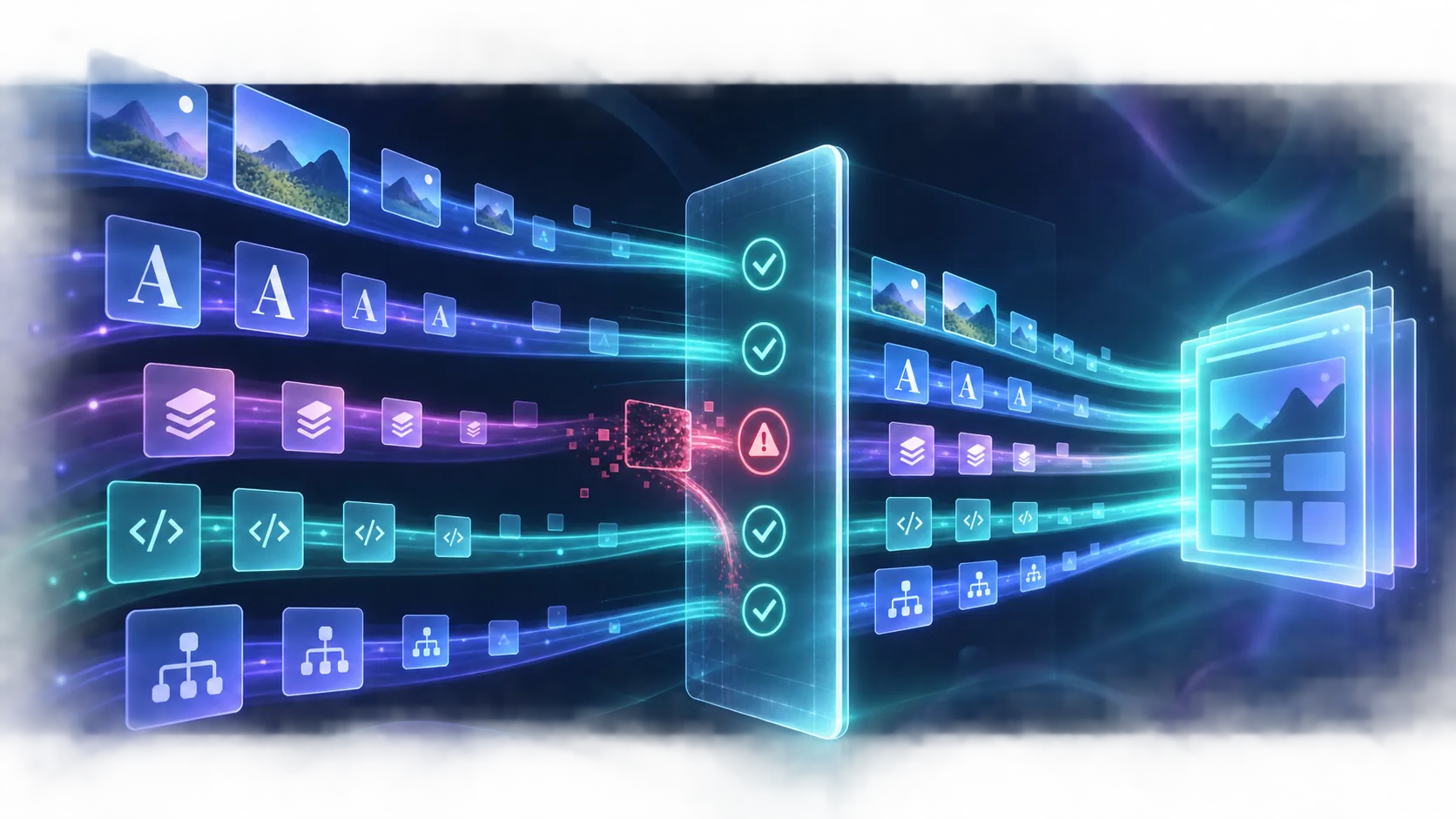 Static export assets moving through a verification gate