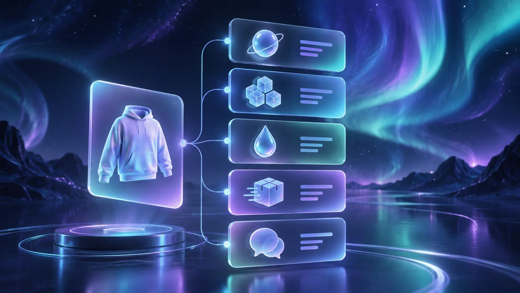 A Shopify product information plan arranged as ordered content panels
