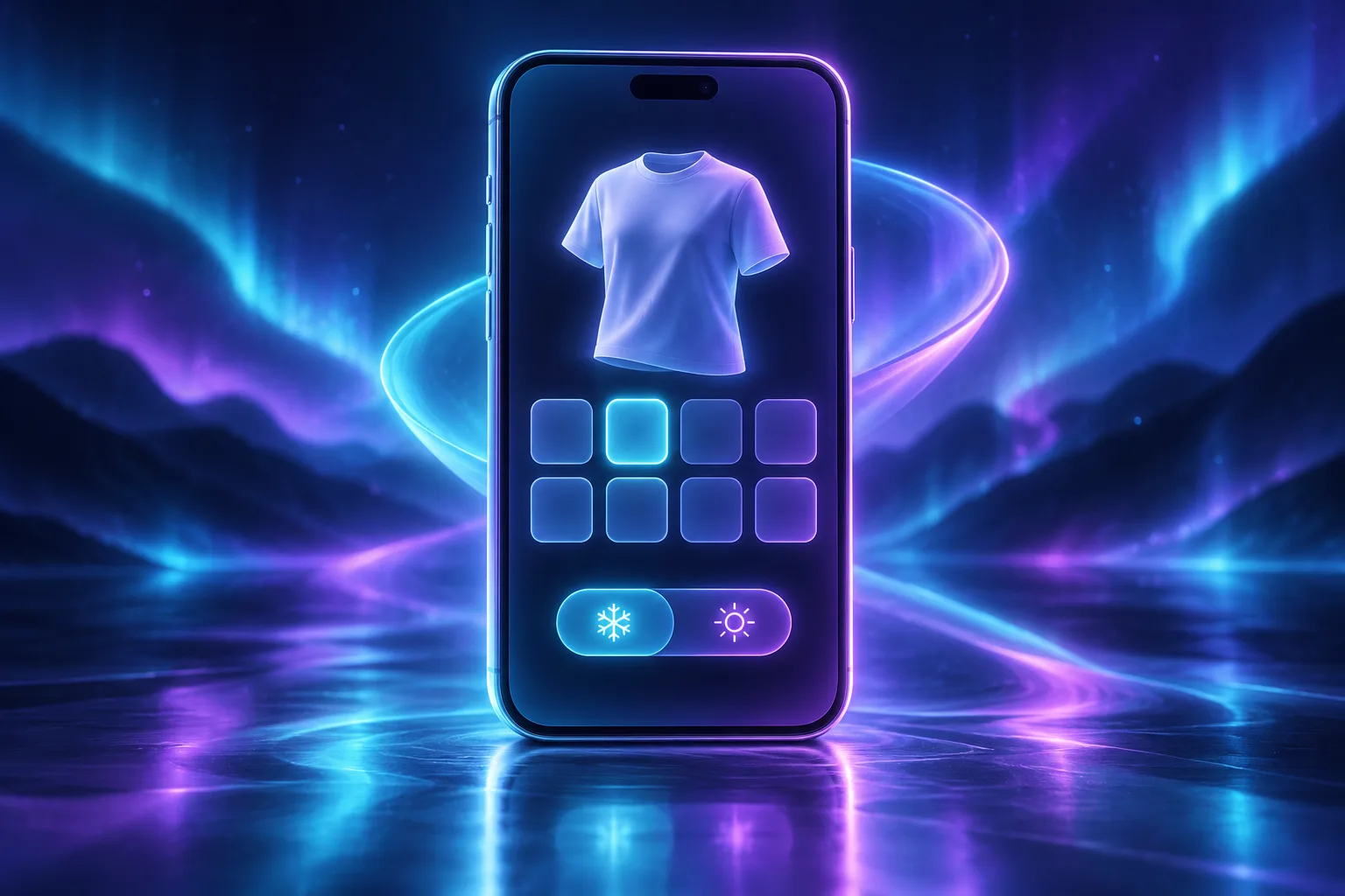 Mobile shopper reviewing a garment size guide
