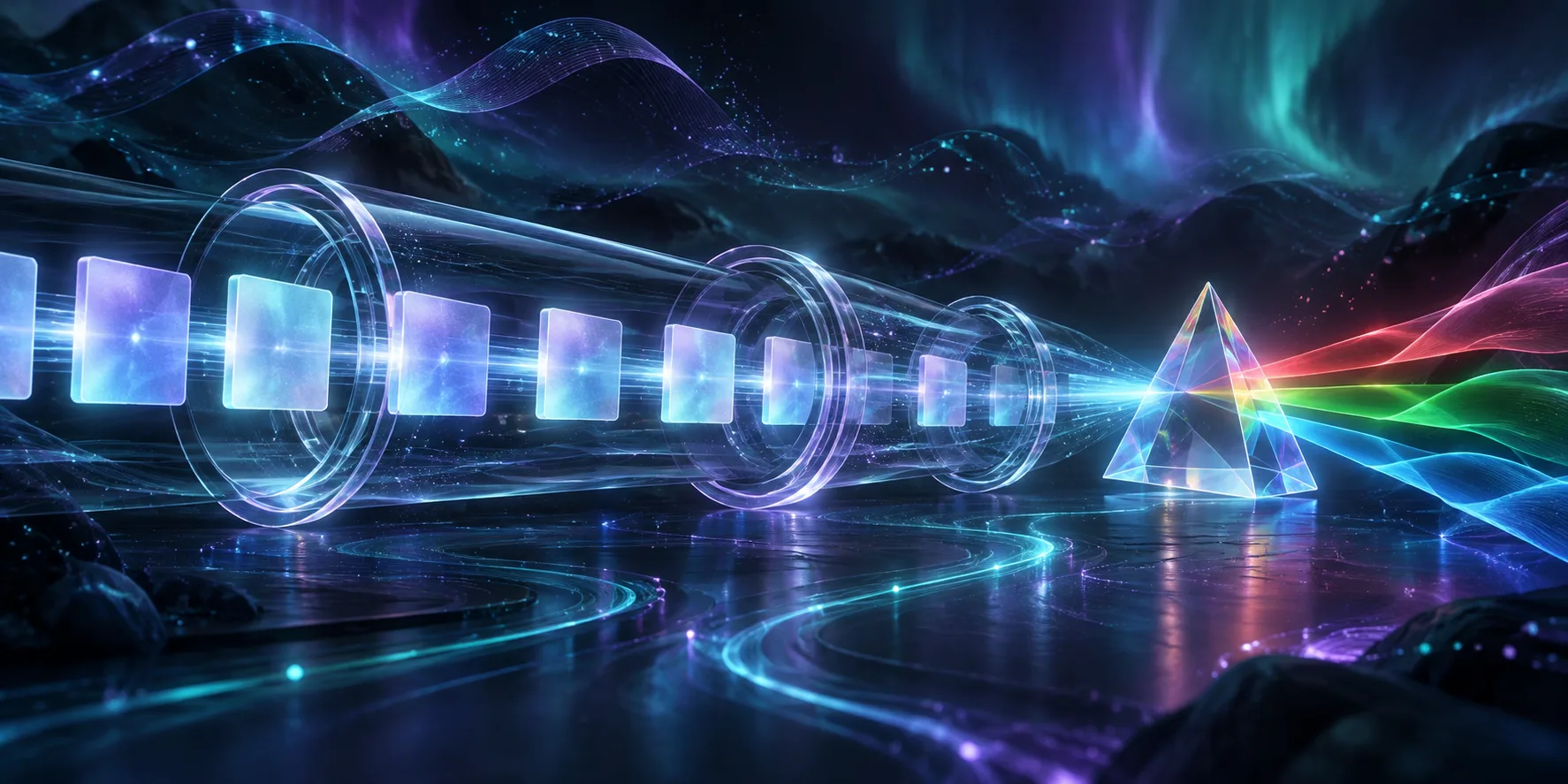 Aurora illustration of reproducible RAW decoding test fixtures flowing through a calibration pipeline